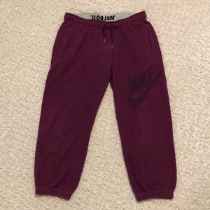 Purple Nike Cropped Joggers size M